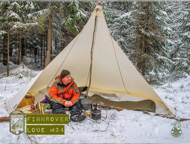 未使用 フィンローバー FinnRover Loue M34 Cotton OPEN FIRE SHELTER ルー コットン オープン ファイヤー シェルター フィンランド 伝統 ブッシュクラフト Loue M34 is a 2-person open fire cotton shelter Finnrover | Mavaja.fi