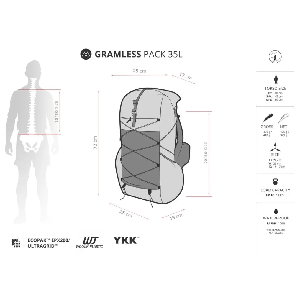 Ultralight-reppu Gramless Pack X-Pac 35L | Liteway - Image 4