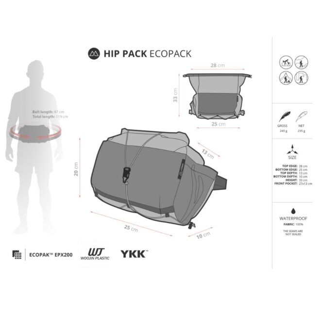 Vyölaukku retkeilijälle 10 l Hip Pack | Liteway - Image 6