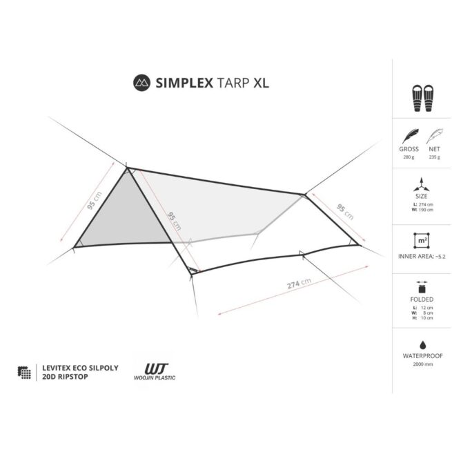 Ultralight tarppi yhdelle hengelle Simplex XL Tarp | Liteway - Image 6