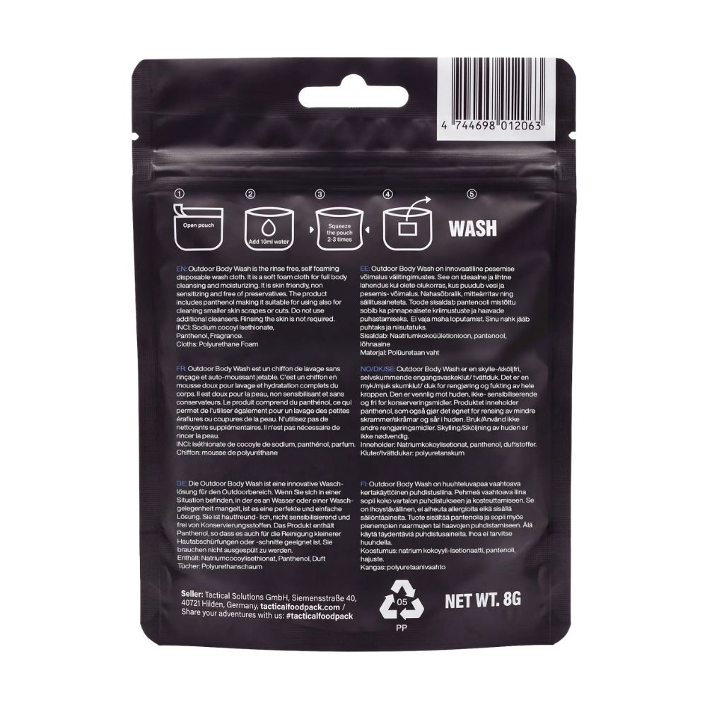 Retkisuihku pesulaput - Outdoor Body Wash Tactical Foodpack